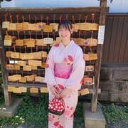 Charlene in a pink kimono