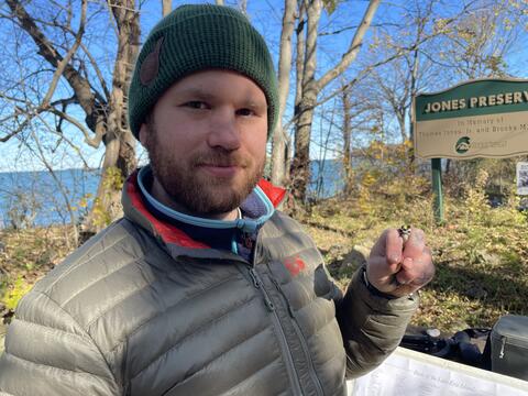 Josh holding a bird